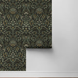 NW58404 filigree floral damask peel and stick wallpaper roll from NextWall