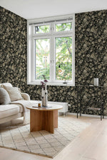 NW58500 vintage bird garden peel and stick wallpaper living room from NextWall