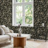 NW58500 vintage bird garden peel and stick wallpaper living room from NextWall