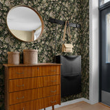 NW58504 vintage bird garden peel and stick wallpaper entryway from NextWall