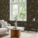 NW58505 vintage bird garden peel and stick wallpaper living room from NextWall