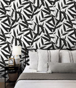 NW58800 leaf peel and stick wallpaper bedroom from NextWall