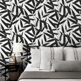 NW58800 leaf peel and stick wallpaper bedroom from NextWall