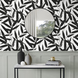 NW58800 leaf peel and stick wallpaper entryway from NextWall