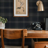 NW58902 plaid peel and stick wallpaper office from NextWall