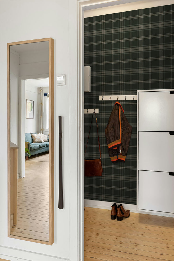 NW58904 plaid peel and stick wallpaper closet from NextWall