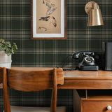 NW58904 plaid peel and stick wallpaper office from NextWall