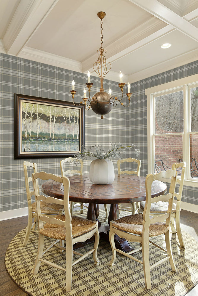 NW58908 plaid peel and stick wallpaper dining room from NextWall