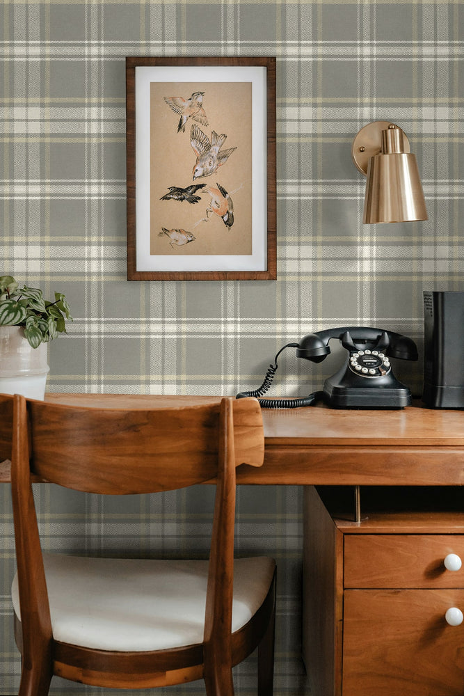 NW58908 plaid peel and stick wallpaper office from NextWall