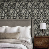 NW59000 acanthus ogee vintage peel and stick wallpaper bedroom from NextWall