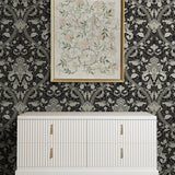 NW59000 acanthus ogee vintage peel and stick wallpaper entryway from NextWall