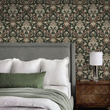 NW59001 acanthus ogee vintage peel and stick wallpaper bedroom from NextWall