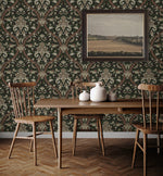 NW59001 acanthus ogee vintage peel and stick wallpaper dining room from NextWall