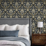 NW59002 acanthus ogee vintage peel and stick wallpaper bedroom from NextWall