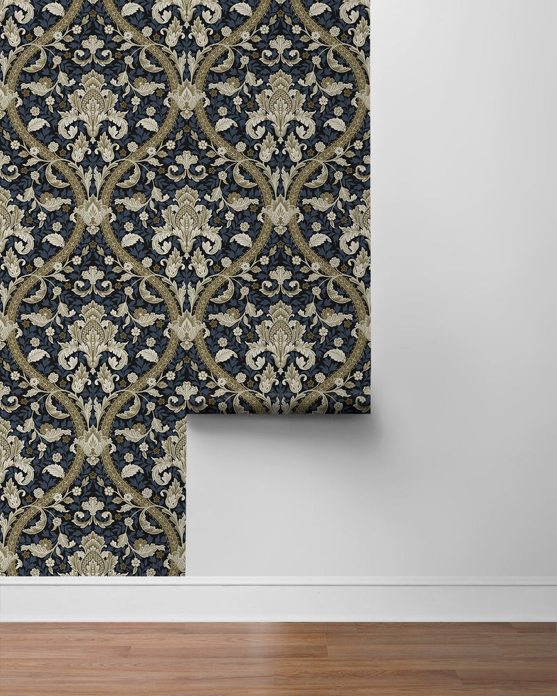 NW59002 acanthus ogee vintage peel and stick wallpaper roll from NextWall