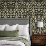 NW59004 acanthus ogee vintage peel and stick wallpaper bedroom from NextWall