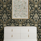 NW59004 acanthus ogee vintage peel and stick wallpaper entryway from NextWall