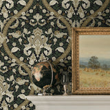 NW59004 acanthus ogee vintage peel and stick wallpaper decor from NextWall