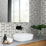 SG12500 striped peel and stick wallpaper bathroom from Stacy Garcia