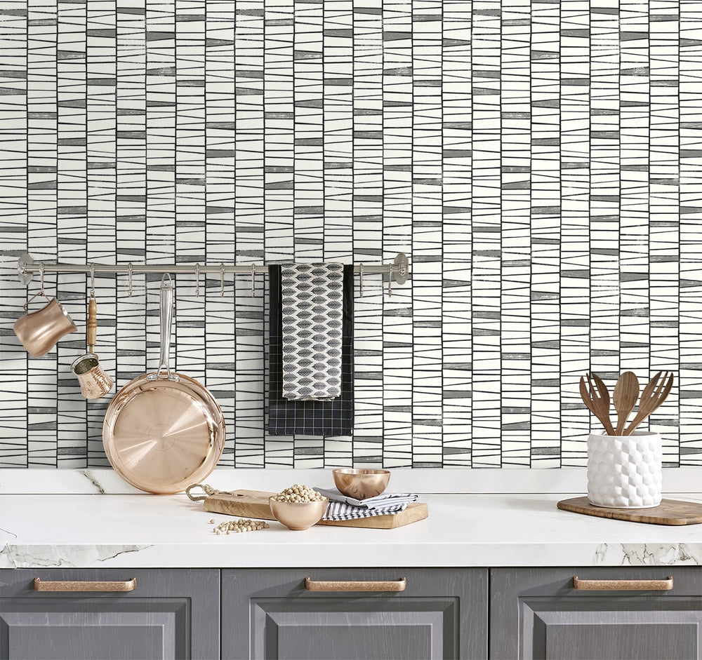 SG12500 striped peel and stick wallpaper kitchen from Stacy Garcia