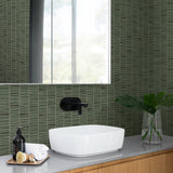 SG12504 striped peel and stick wallpaper bathroom from Stacy Garcia