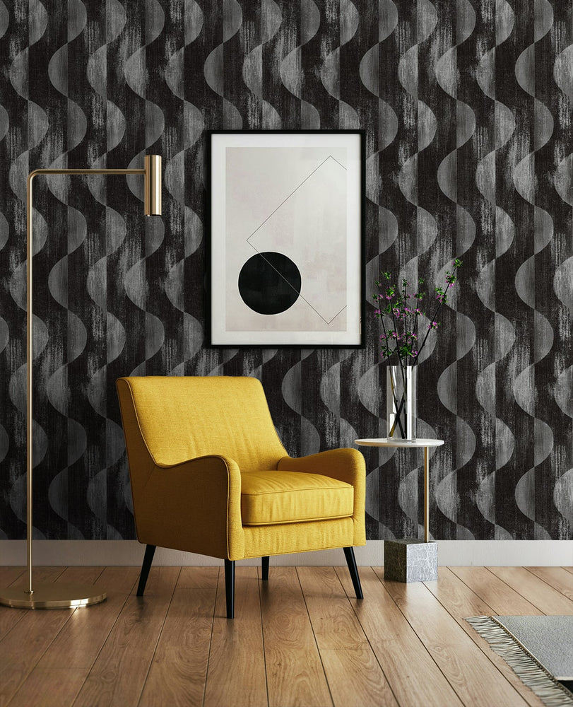 SG12700 geometric peel and stick wallpaper living room from Stacy Garcia Home