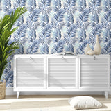 802860WR palm leaf peel and stick wallpaper entryway from Tommy Bahama Home