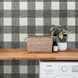 FC62300 gingham plaid wallpaper laundry room from the French Country collection by Seabrook Designs