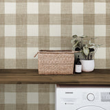 FC62306 gingham plaid wallpaper laundry room from the French Country collection by Seabrook Designs