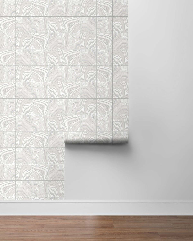 Marble tile peel and stick wallpaper roll LN30608 from Lillian August