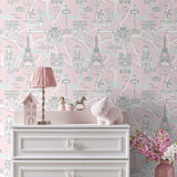 Paris peel and stick wallpaper bedroom NW44801 from NextWall