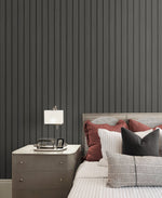 Faux wood peel and stick wallpaper Japandi bedroom SG12106 from Stacy Garcia Home