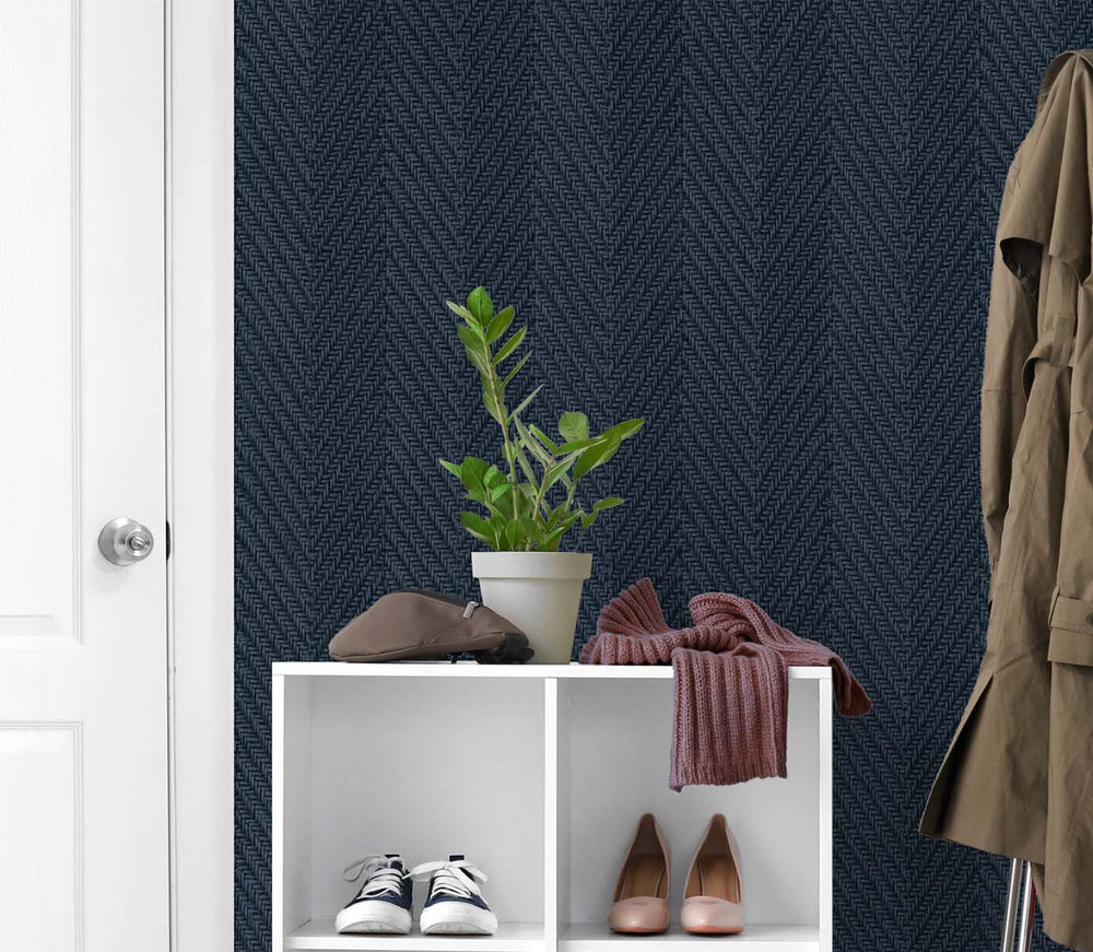 TG60218 knit chevron textured vinyl wallpaper entryway from DuPont Tedlar