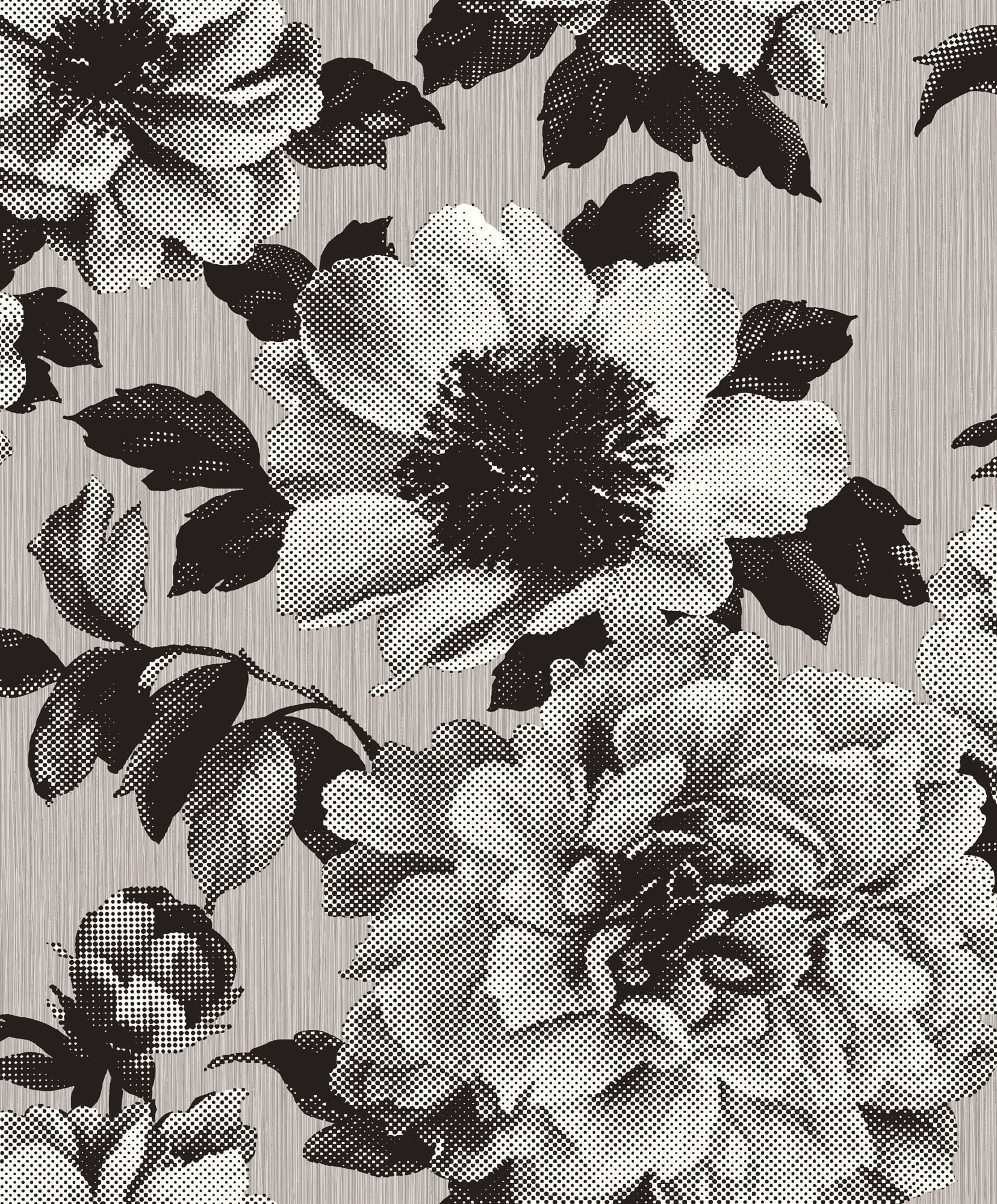 black and white floral print wallpaper